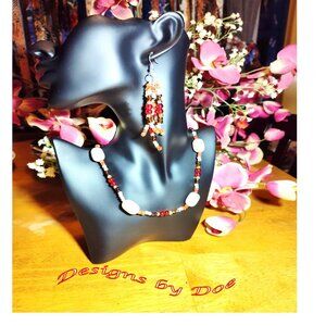 Handmade Large White Ceramic Cylinder & earring set. SHIPS FREE